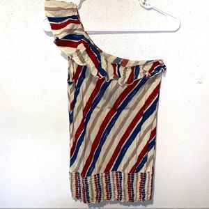 B_Envied One Shoulder Ruffle Gathered Tank